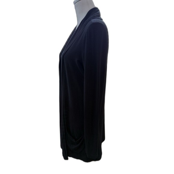 J. Jill Black Open Front Cardigan Size M Stretch Lightweight Drape Pockets - Picture 2 of 9